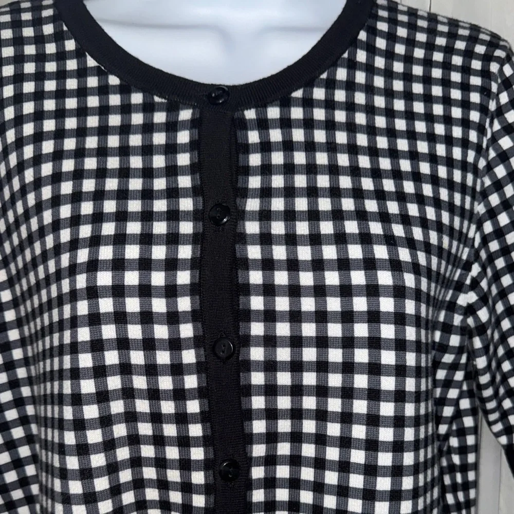 Christopher & Banks Black and White Checkered Cardigan
